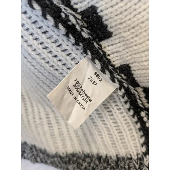 BTFBM Womens Black White Checkerboard ColorblockCardigan Sweater S - Picture 7 of 10